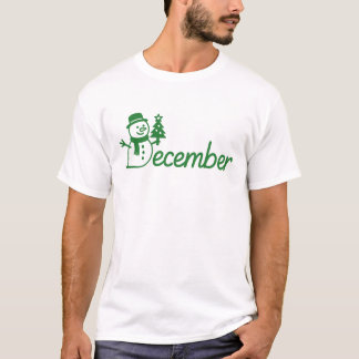 T-shirt Décembre Snowman Noël Arbre Mois d'hiver