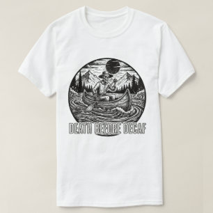 T-shirt Décès avant décaf Skeleton Canoe Design