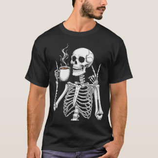 T-shirt Décès avant décaf - Skeleton Coffee Lover Design