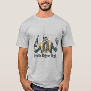 T-shirt Décès avant dette - illustration crâne Vintage