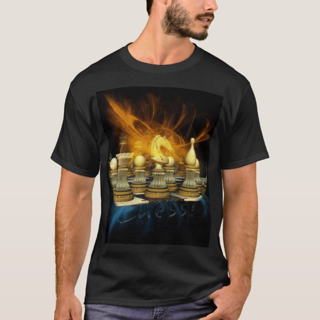 T-shirt d'échecs avec le chevalier et les flashes (Devant)