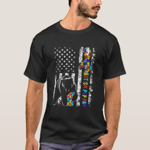 T-shirt Déchiré américain Drapeau Autisme Pap Pap Bear Awa