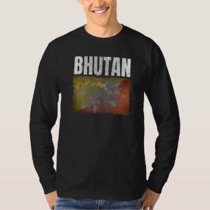 T-shirt Déchiré Bhoutan Drapeau Graphique Pour Hommes Femm