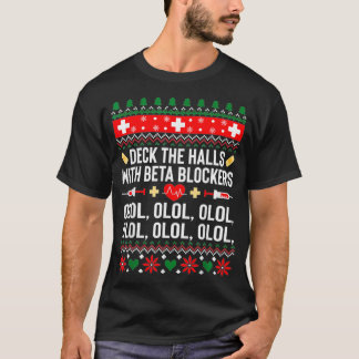 T-shirt Deck the Halls avec bêta-bloqueurs Infirmière Noël