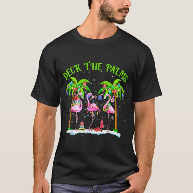 T-shirt Deck The Palms Flamingo Trocal Christmas Lights Pa (Devant)