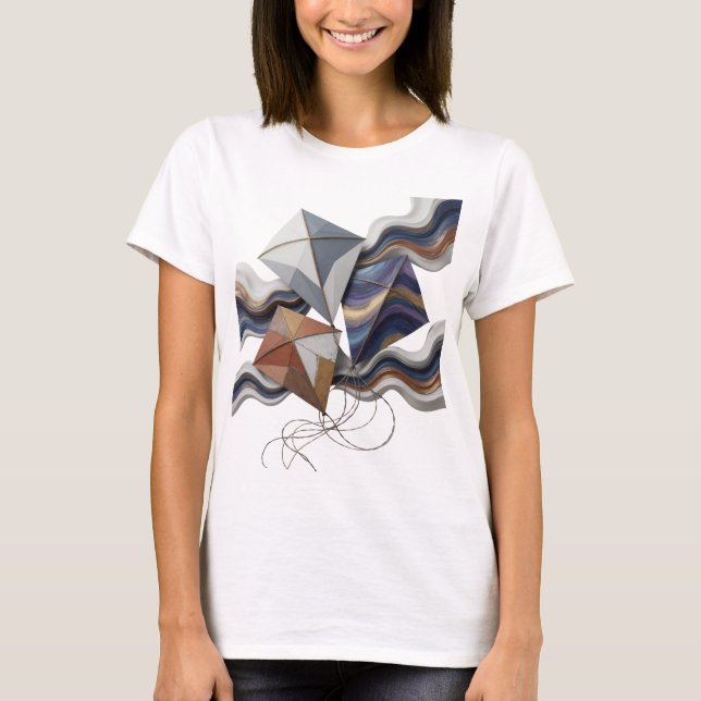 T-shirt Déclaration d'art abstrait gris moderne Design (Devant)