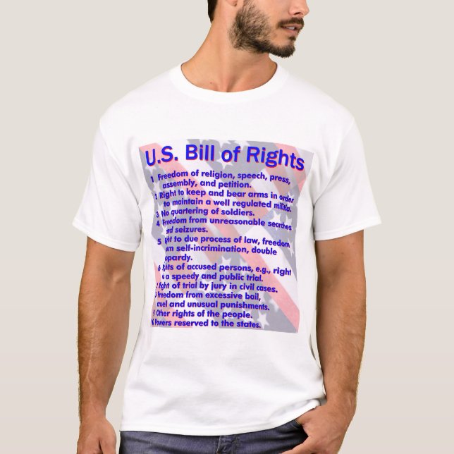 T-shirt Déclaration des droits récapitulatifs sur un (Devant)