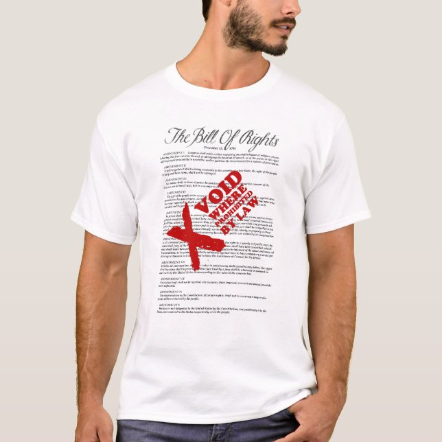 T-shirt Déclaration des droits : Vide où interdit par loi (Devant)
