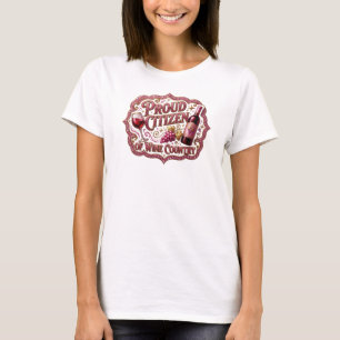 T-shirt Déclaration Or PROUD CITIZEN OF WINE COUNTRY Impre