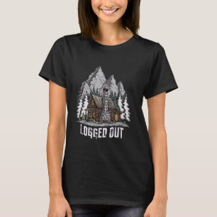 T-shirt Déconnecté Funny Log Cabine Vie Montagne Ourdoor C