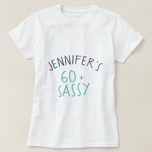 T-shirt Décontracté moderne Turquoise Noir 60 Sassy Annive (Design devant)