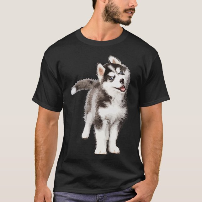 T-shirt Décontracté Pomsky Portrait Graphisme Hommes Femme (Devant)