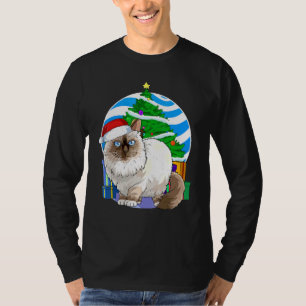 T-shirt Décor d'arbre de Noël Birman Cat Cute Père Noël