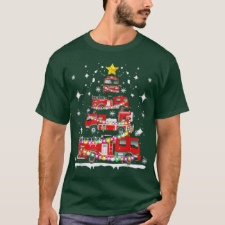 T-shirt Décor de Noël amusant Camion de pompier Noël
