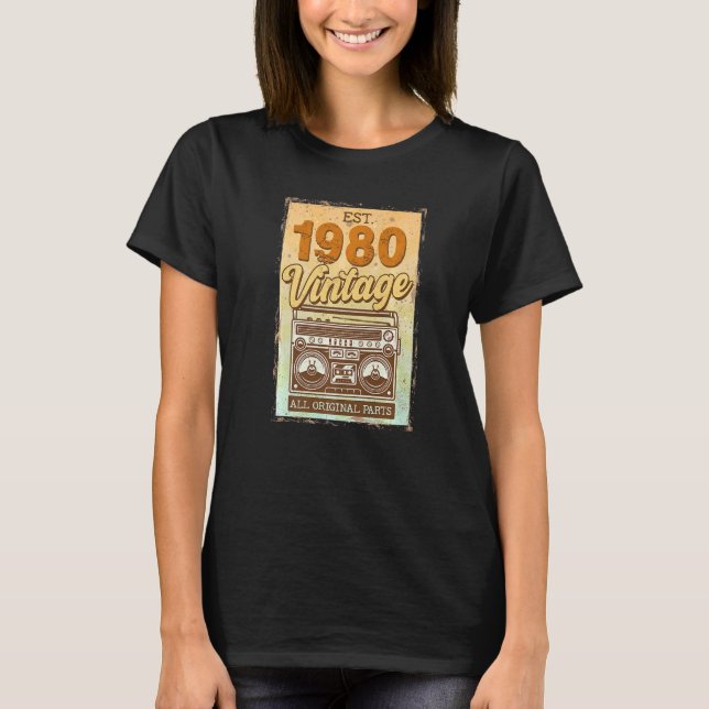 T-shirt Décorations d'anniversaire de 42 ans 1980 Cassette (Devant)