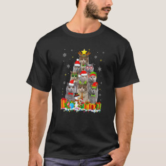 T-shirt Décorations de chat d'arbre de Noël British Shorth