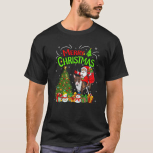 T-shirt Décorations de Noël Chien Père Noël équitation Bul