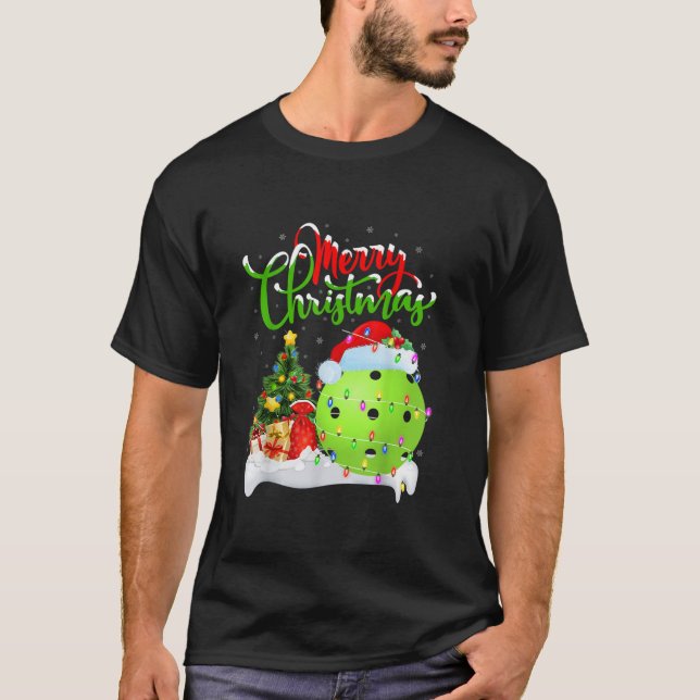 T-shirt Décorations de Noël de l'amant de Pickleball Père  (Devant)