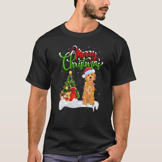 T-shirt Décorations de Noël Père Noël Goldendoodle Chien N (Devant)