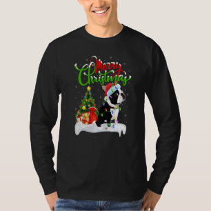 T-shirt Décorations de Noël Santa Boston Terrier Chien Noë