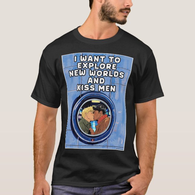T-shirt Découvrez de nouveaux mondes & Kiss Men Gay T-Shir (Devant)