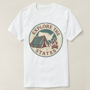 T-shirt Découvrez les Etats Retro Camping Design