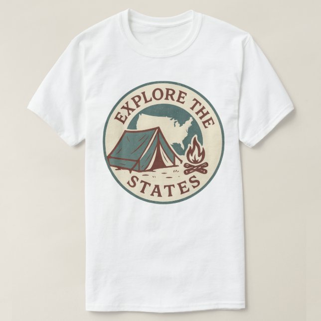 T-shirt Découvrez les Etats Retro Camping Design (Design devant)