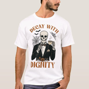 T-shirt Décroissance dignité Halloween squelette smoking c