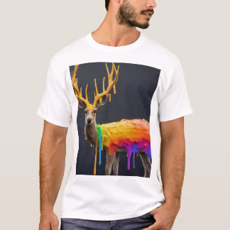 T-shirt "Deer with Rainbow Drift Design : Bold and Artisti