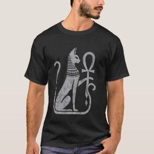 T-shirt déesse féline Bastet Égypte ancienne ankh en détre