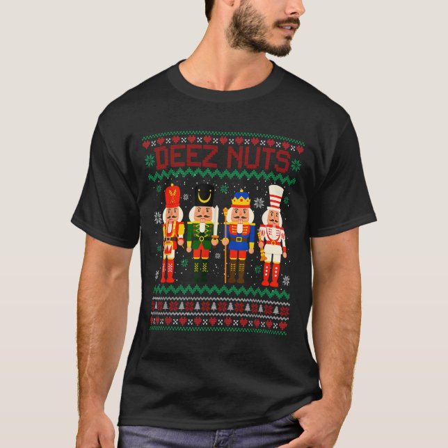 T-shirt Deez Nuts Nutcracker Nut Shirt drôle Noël Xma (Devant)