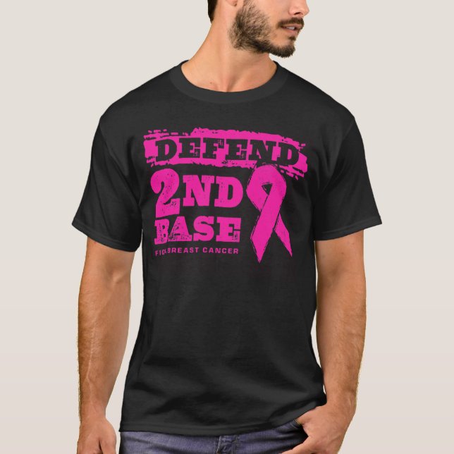 T-shirt Défendre la 2e base combattre le cancer du sein (Devant)