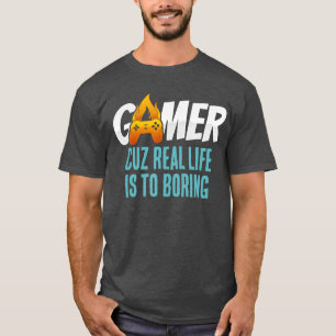 T-shirt Définition de joueur drôle Manette Flammes Gaming