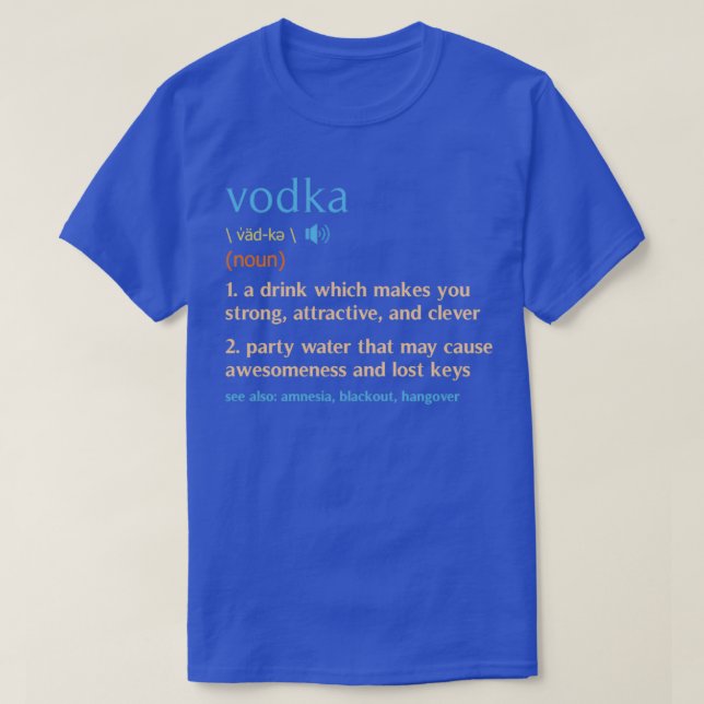 T-shirt Définition du dictionnaire honnête du mot Vodka (Design devant)