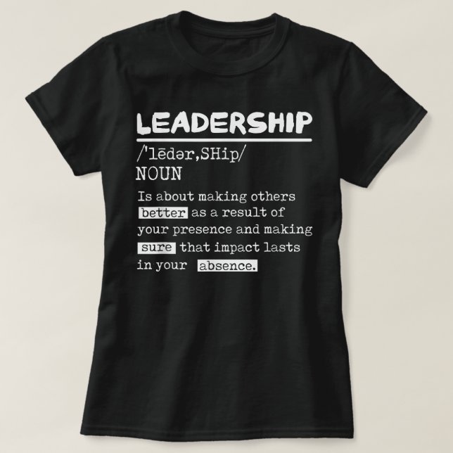 T-shirt Définition du leadership Chef de bureau Travail d' (Design devant)