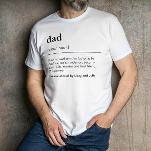 T-shirt Définition du père personnalisé nom des enfants pè