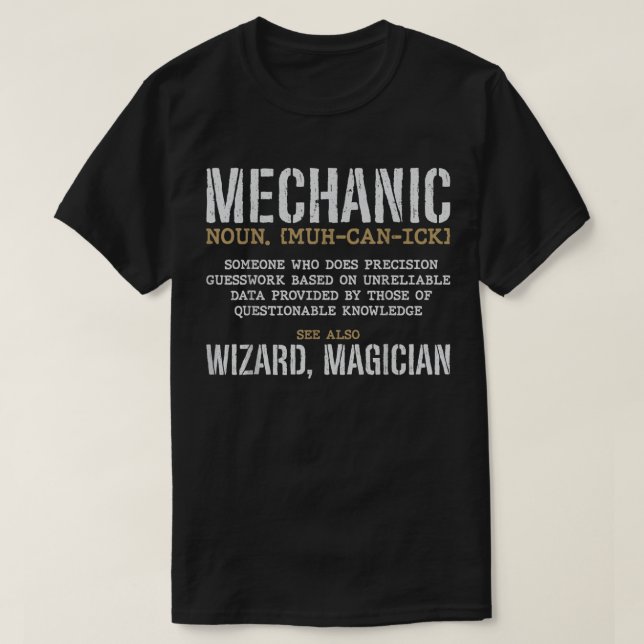 T-shirt Définition Mécanique Funny Noun Signification Vint (Design devant)