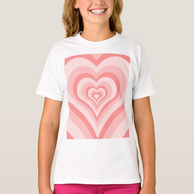 T-shirt Dégradé de cœur rose – Amour de fille mignon (Devant)