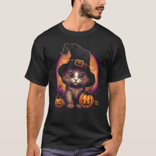 T-shirt Déguisement de chat sorcière Halloween drôle Kitty
