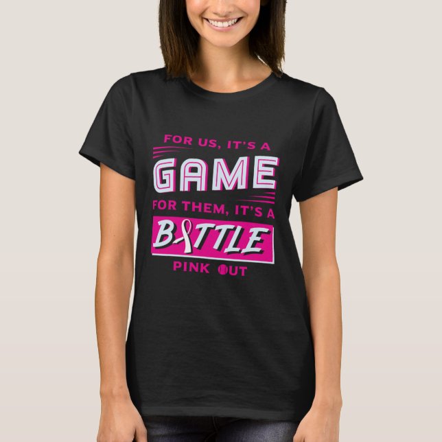 T-shirt Dehors Cancer du Sein Softball Ball Pink Ribbon Ma (Devant)