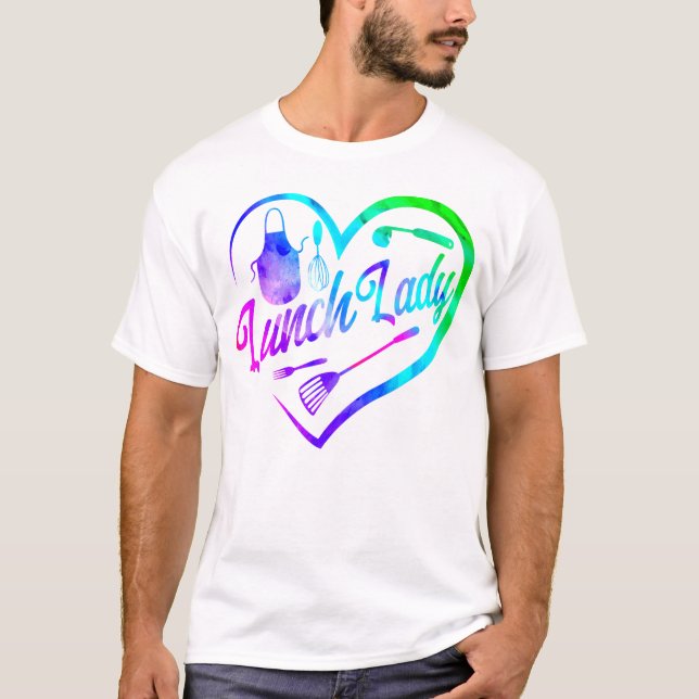 T-shirt Déjeuner Lady Cafeteria Crew Déjeuner Lady Heart (Devant)