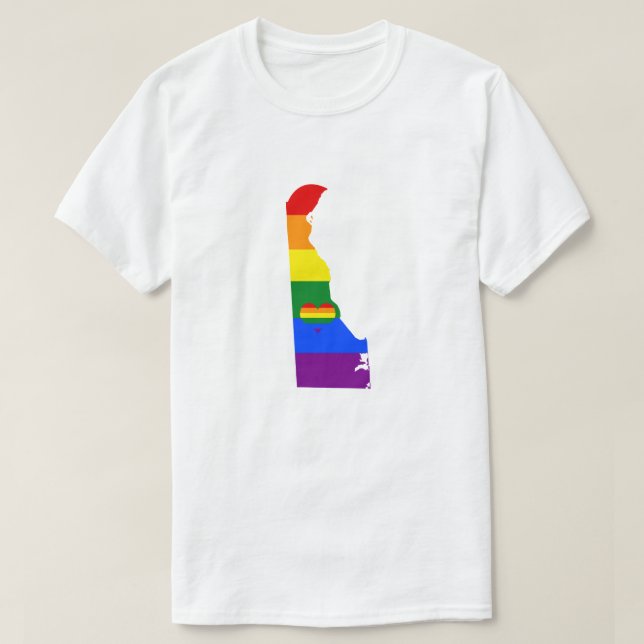 T-shirt Delaware Gay pride Arc-en-ciel Drapeau Coeur GLBTQ (Design devant)