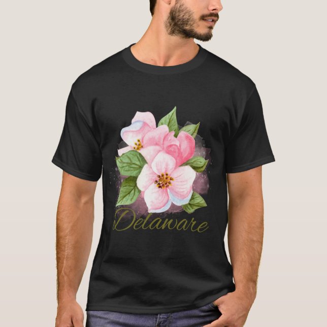 T-shirt Delaware State Flower Peach Blossom Sticker Oversi (Devant)