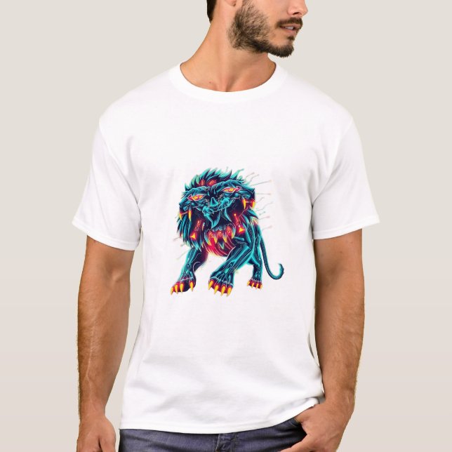 T-shirt Déleash Roar : Lion Cybernétique (Devant)