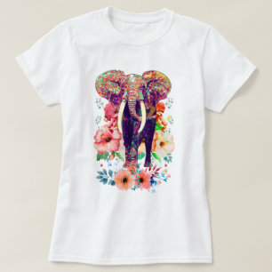 T-shirt d'éléphant et de fleur