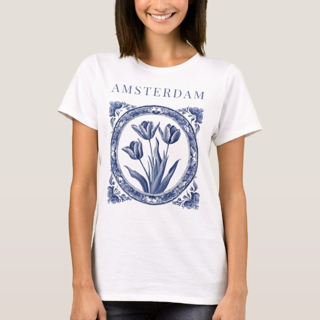 T-shirt Delft Blue Amsterdam Tulips (Devant)