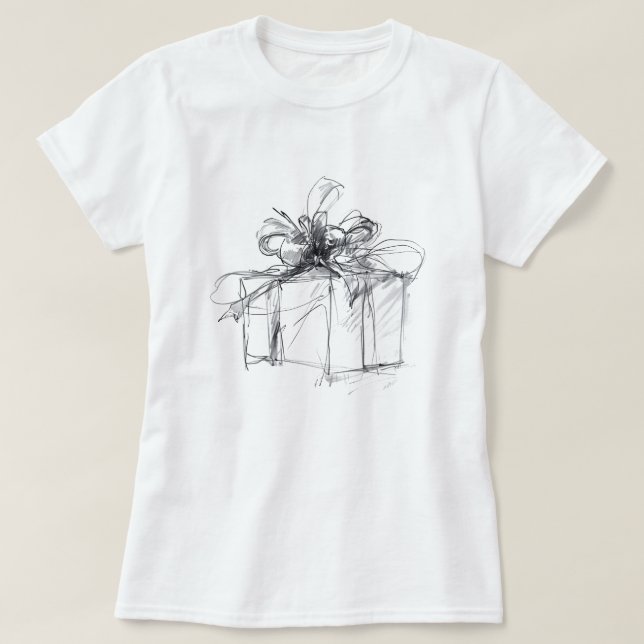 T-shirt Delicate Sketch of Wrapped Christmas Present (Design devant)