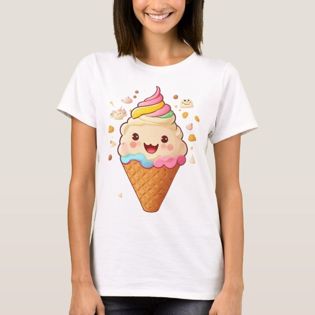 T-shirt Délicieuse crème glacée souriante (Devant)