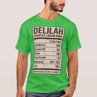T-shirt Delilah Nutrition Facts Nom Nicks Alias Title