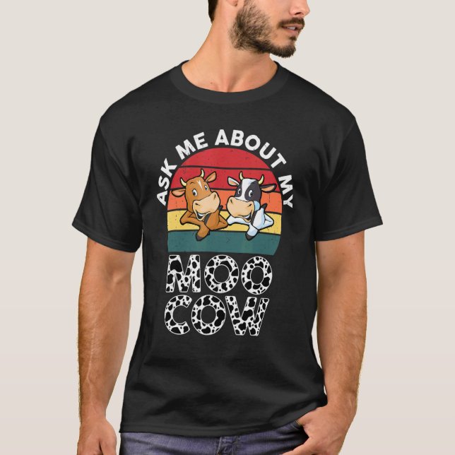 T-shirt Demandez-Moi Mon Moo Vache Enfants Garçons Filles  (Devant)